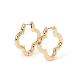New! Tuckernuck Petite Moments Gold Clover Hoop Earrings NWOT